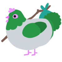 Lil rascal, a mist and viridian chicken with a head pattern