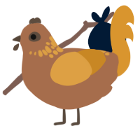 Suitcase, a brown and orange chicken with a neck-speckle pattern
