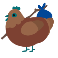 Entian, a russet and brown chicken with a head pattern