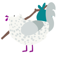 Seagull, a white and silver chicken with a speckle pattern