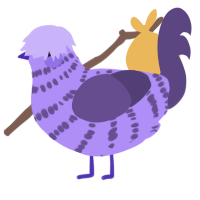 Moon, a lilac and overcast chicken with a bar pattern