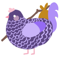Grape, a overcast and lilac chicken with a lace pattern