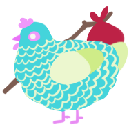 Mildliner, a aqua and apple chicken with a lace pattern