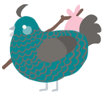 Ari, a teal and grey chicken with a lace pattern