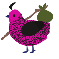 Gothic BB, a fuchsia and sable chicken with a double-lace pattern