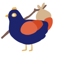 Super Vegeto, a navy and vermilion chicken