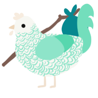 Ogygia, a white and mint chicken with a double-lace pattern