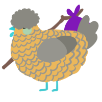 A honey and ash chicken with a lace pattern