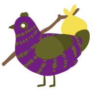 Concord, a violet and olive chicken with a bar pattern