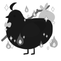 Fauxshigi, a sable chicken
