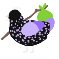 DARK GRAPE, a black and lilac chicken with a speckle pattern