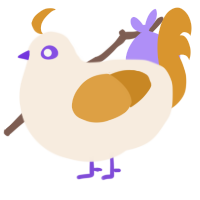 Arlo, a cream and orange chicken
