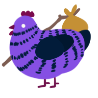 European, a blurple and tumblr chicken with a bar pattern
