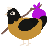 ayam buah keluak, a gold and black chicken with a head pattern