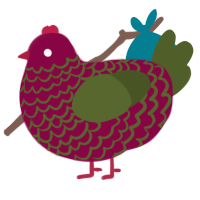 Christmas, a maroon and olive chicken with a lace pattern