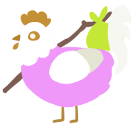 Baby, a lavender and white chicken with a head pattern