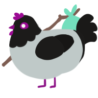 Monochrome, a silver and sable chicken with a head pattern