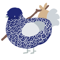 Lapis, a navy and mist chicken with a double-lace pattern