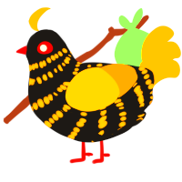 Brae, a sable and gold chicken with a bar pattern