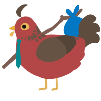 Apollo Juice, a red and bark chicken with a neck-speckle pattern