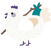 Triton, a white and cream chicken with a lace pattern