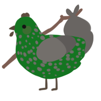 Mossy Cobblestone, a leaf and grey chicken with a speckle pattern