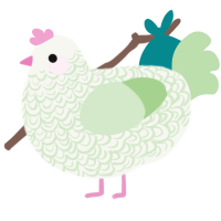 Minty Gum, a white and gluppy chicken with a double-lace pattern