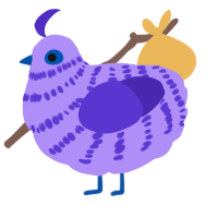 Tou, a lilac and indigo chicken with a bar pattern