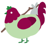 A gluppy and maroon chicken with a head pattern