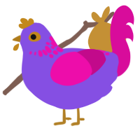 (unnamed), a blurple and fuchsia chicken with a neck-speckle pattern