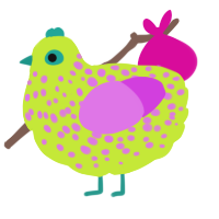 Patient Zero, a lime and orchid chicken with a speckle pattern