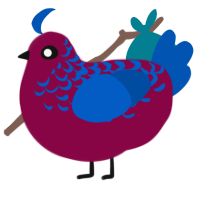 (unnamed), a maroon and ultramarine chicken with a half-lace pattern