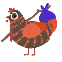 fogata, a bark and vermilion chicken with a bar pattern