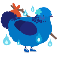 Blueberry, a sapphire and navy chicken with a neck-speckle pattern