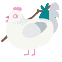 Vega, a white and mist chicken with a neck-speckle pattern