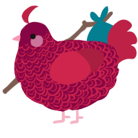 Dark Rose, a maroon and crimson chicken with a double-lace pattern