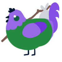 (unnamed), a viridian and blurple chicken with a head pattern