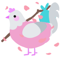 Pie, a pink and mist chicken with a head pattern