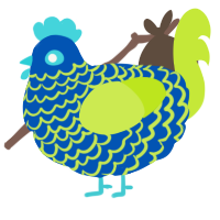 Football, a ultramarine and lime chicken with a lace pattern