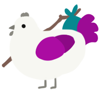 chickckececken, a white and plum chicken