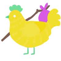 Lemon, a yellow chicken with a bar pattern