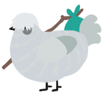 gentle, a mist and silver chicken with a bar pattern