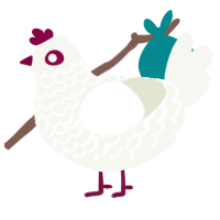 Paper, a white chicken with a lace pattern