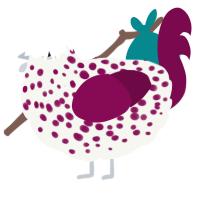 Aljanah, a white and wine chicken with a speckle pattern