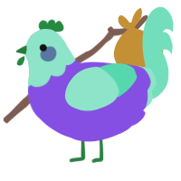 (unnamed), a blurple and mint chicken with a head pattern