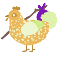 Peach, a honey and apple chicken with a speckle pattern