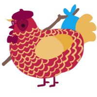 A crimson and honey chicken with a lace pattern