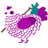 Plum, a white and plum chicken with a lace pattern