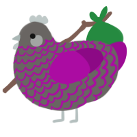 Berry, a grey and plum chicken with a lace pattern