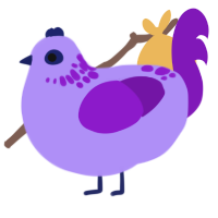 Grape, a lilac and violet chicken with a neck-speckle pattern